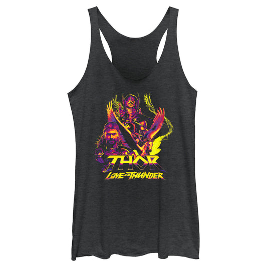 Junior's Marvel Thor Love and Thunder Thunder Character Pyramid Tank Top